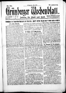 Gr&uuml;nberger Wochenblatt: Zeitung f&uuml;r Stadt und Land, No. 125. ( 1. Juni 1923 )