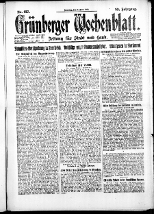 Grünberger Wochenblatt: Zeitung für Stadt und Land, No. 127. ( 3. Juni 1923 )