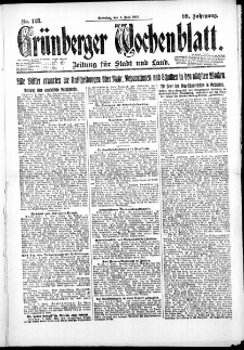 Gr&uuml;nberger Wochenblatt: Zeitung f&uuml;r Stadt und Land, No. 128. ( 5. Juni 1923 )