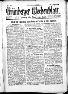 Gr&uuml;nberger Wochenblatt: Zeitung f&uuml;r Stadt und Land, No. 130. ( 7. Juni 1923 )