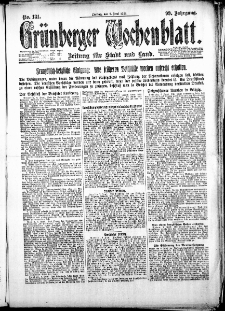 Gr&uuml;nberger Wochenblatt: Zeitung f&uuml;r Stadt und Land, No. 131. ( 8. Juni 1923 )