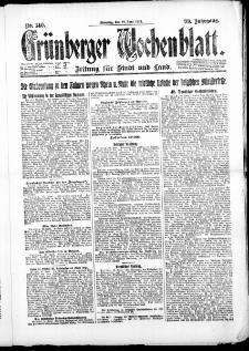 Gr&uuml;nberger Wochenblatt: Zeitung f&uuml;r Stadt und Land, No. 140. ( 19. Juni 1923 )