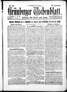 Gr&uuml;nberger Wochenblatt: Zeitung f&uuml;r Stadt und Land, No. 141. ( 20. Juni 1923 )