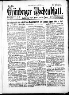 Gr&uuml;nberger Wochenblatt: Zeitung f&uuml;r Stadt und Land, No. 144. ( 23. Juni 1923 )