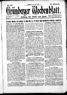 Gr&uuml;nberger Wochenblatt: Zeitung f&uuml;r Stadt und Land, No. 146. ( 26. Juni 1923 )