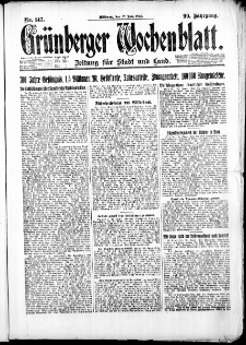Gr&uuml;nberger Wochenblatt: Zeitung f&uuml;r Stadt und Land, No. 147. ( 27. Juni 1923 )