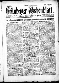 Gr&uuml;nberger Wochenblatt: Zeitung f&uuml;r Stadt und Land, No. 148. ( 28. Juni 1923 )