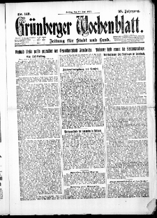 Gr&uuml;nberger Wochenblatt: Zeitung f&uuml;r Stadt und Land, No. 149. ( 29. Juni 1923 )