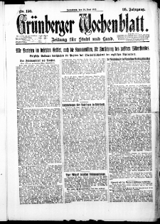 Gr&uuml;nberger Wochenblatt: Zeitung f&uuml;r Stadt und Land, No. 150. ( 30. Juni 1923 )