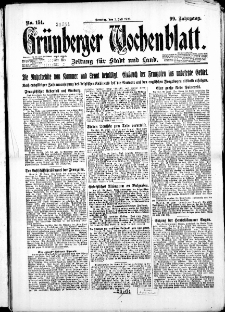 Gr&uuml;nberger Wochenblatt: Zeitung f&uuml;r Stadt und Land, No. 151. ( 1. Juli 1923 )