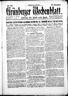 Gr&uuml;nberger Wochenblatt: Zeitung f&uuml;r Stadt und Land, No. 153. ( 4. Juli 1923 )