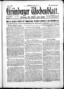Gr&uuml;nberger Wochenblatt: Zeitung f&uuml;r Stadt und Land, No. 157. ( 8. Juli 1923 )