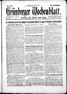 Gr&uuml;nberger Wochenblatt: Zeitung f&uuml;r Stadt und Land, No. 158. ( 10. Juli 1923 )