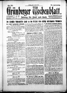 Gr&uuml;nberger Wochenblatt: Zeitung f&uuml;r Stadt und Land, No. 161. ( 13. Juli 1923 )