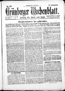 Gr&uuml;nberger Wochenblatt: Zeitung f&uuml;r Stadt und Land, No. 162. ( 14. Juli 1923 )