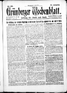 Gr&uuml;nberger Wochenblatt: Zeitung f&uuml;r Stadt und Land, No. 163. ( 15. Juli 1923 )