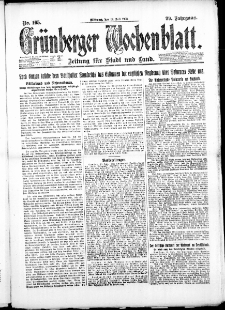 Gr&uuml;nberger Wochenblatt: Zeitung f&uuml;r Stadt und Land, No. 165. ( 18. Juli 1923 )