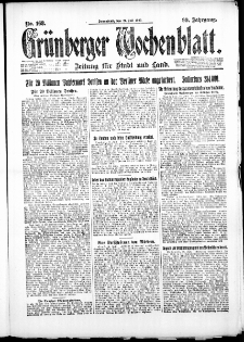 Gr&uuml;nberger Wochenblatt: Zeitung f&uuml;r Stadt und Land, No. 168. ( 21. Juli 1923 )
