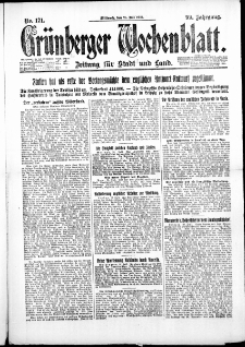 Gr&uuml;nberger Wochenblatt: Zeitung f&uuml;r Stadt und Land, No. 171. ( 25. Juli 1923 )