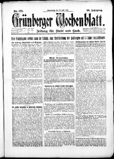 Gr&uuml;nberger Wochenblatt: Zeitung f&uuml;r Stadt und Land, No. 172. ( 26. Juli 1923 )