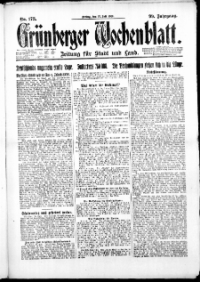 Gr&uuml;nberger Wochenblatt: Zeitung f&uuml;r Stadt und Land, No. 173. ( 27. Juli 1923 )