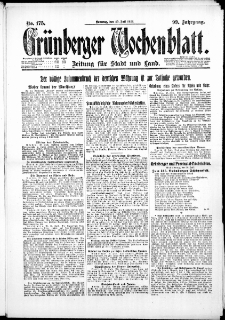 Gr&uuml;nberger Wochenblatt: Zeitung f&uuml;r Stadt und Land, No. 175. ( 29. Juli 1923 )
