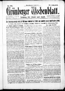Gr&uuml;nberger Wochenblatt: Zeitung f&uuml;r Stadt und Land, No. 184. ( 9. August 1923 )