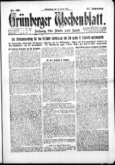 Gr&uuml;nberger Wochenblatt: Zeitung f&uuml;r Stadt und Land, No. 190. ( 16. August 1923 )
