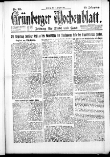 Gr&uuml;nberger Wochenblatt: Zeitung f&uuml;r Stadt und Land, No. 191. ( 17. August 1923 )