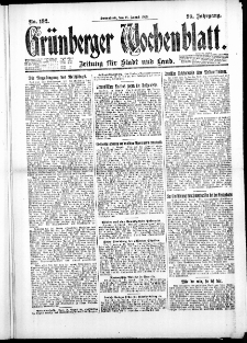 Gr&uuml;nberger Wochenblatt: Zeitung f&uuml;r Stadt und Land, No. 192. ( 18. August 1923 )