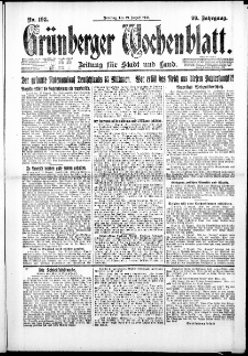 Gr&uuml;nberger Wochenblatt: Zeitung f&uuml;r Stadt und Land, No. 193. ( 19. August 1923 )