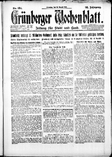 Gr&uuml;nberger Wochenblatt: Zeitung f&uuml;r Stadt und Land, No. 194. ( 21. August 1923 )