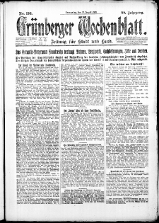 Gr&uuml;nberger Wochenblatt: Zeitung f&uuml;r Stadt und Land, No. 196. ( 23. August 1923 )
