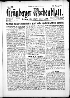 Gr&uuml;nberger Wochenblatt: Zeitung f&uuml;r Stadt und Land, No. 198. ( 25. August 1923 )