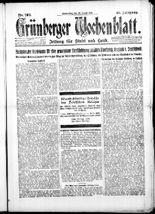 Gr&uuml;nberger Wochenblatt: Zeitung f&uuml;r Stadt und Land, No. 202. ( 30. August 1923 )