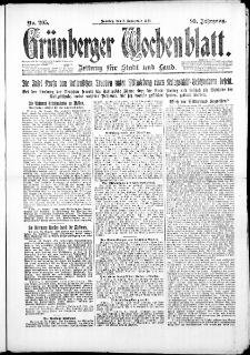 Gr&uuml;nberger Wochenblatt: Zeitung f&uuml;r Stadt und Land, No. 205. ( 2. September 1923 )