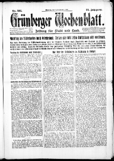 Gr&uuml;nberger Wochenblatt: Zeitung f&uuml;r Stadt und Land, No. 206. ( 4. September 1923 )