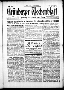 Gr&uuml;nberger Wochenblatt: Zeitung f&uuml;r Stadt und Land, No. 207. ( 5. September 1923 )