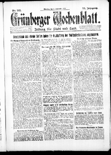 Gr&uuml;nberger Wochenblatt: Zeitung f&uuml;r Stadt und Land, No. 212. ( 11. September 1923 )