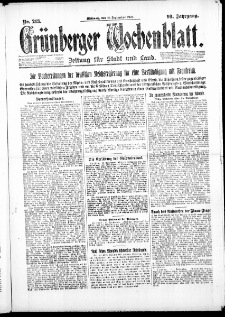 Gr&uuml;nberger Wochenblatt: Zeitung f&uuml;r Stadt und Land, No. 213. ( 12. September 1923 )