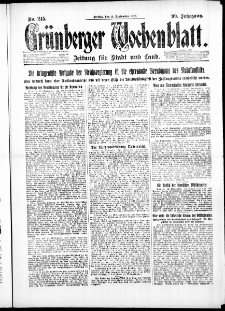Grünberger Wochenblatt: Zeitung für Stadt und Land, No. 215. ( 14. September 1923 )