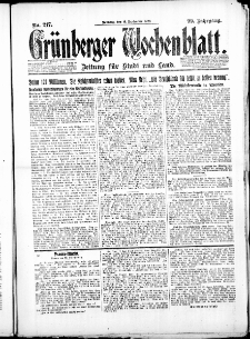 Gr&uuml;nberger Wochenblatt: Zeitung f&uuml;r Stadt und Land, No. 217. ( 16. September 1923 )