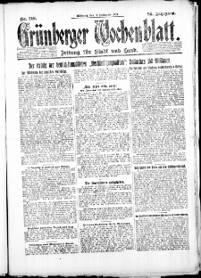 Gr&uuml;nberger Wochenblatt: Zeitung f&uuml;r Stadt und Land, No. 219. ( 19. September 1923 )