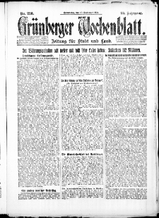 Gr&uuml;nberger Wochenblatt: Zeitung f&uuml;r Stadt und Land, No. 220. ( 20. September 1923 )