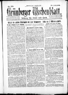 Gr&uuml;nberger Wochenblatt: Zeitung f&uuml;r Stadt und Land, No. 222. ( 22. September 1923 )