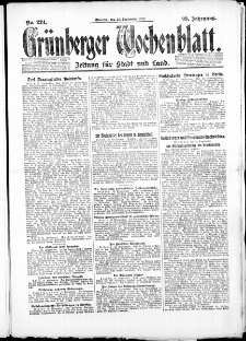Gr&uuml;nberger Wochenblatt: Zeitung f&uuml;r Stadt und Land, No. 224. ( 25. September 1923 )