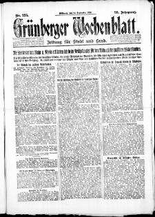Gr&uuml;nberger Wochenblatt: Zeitung f&uuml;r Stadt und Land, No. 225. ( 26. September 1923 )