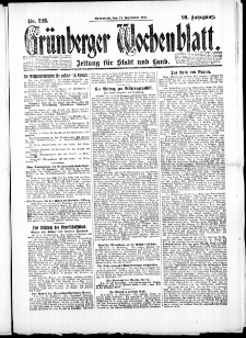 Gr&uuml;nberger Wochenblatt: Zeitung f&uuml;r Stadt und Land, No. 228. ( 29. September 1923 )
