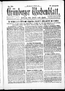 Gr&uuml;nberger Wochenblatt: Zeitung f&uuml;r Stadt und Land, No. 231. ( 3. Oktober 1923 )
