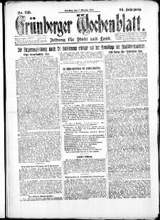 Gr&uuml;nberger Wochenblatt: Zeitung f&uuml;r Stadt und Land, No. 235. ( 7. Oktober 1923 )